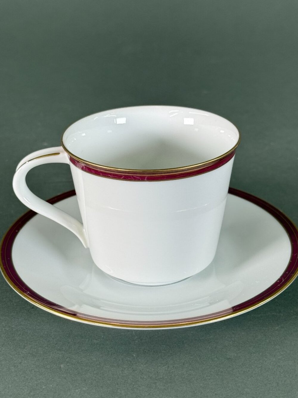 Vintage Noritake Royale Claret 6537 Cup and Saucer Set Maroon Gold Trim Japan